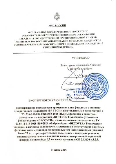 Экспертное заключения Академии МЧС России